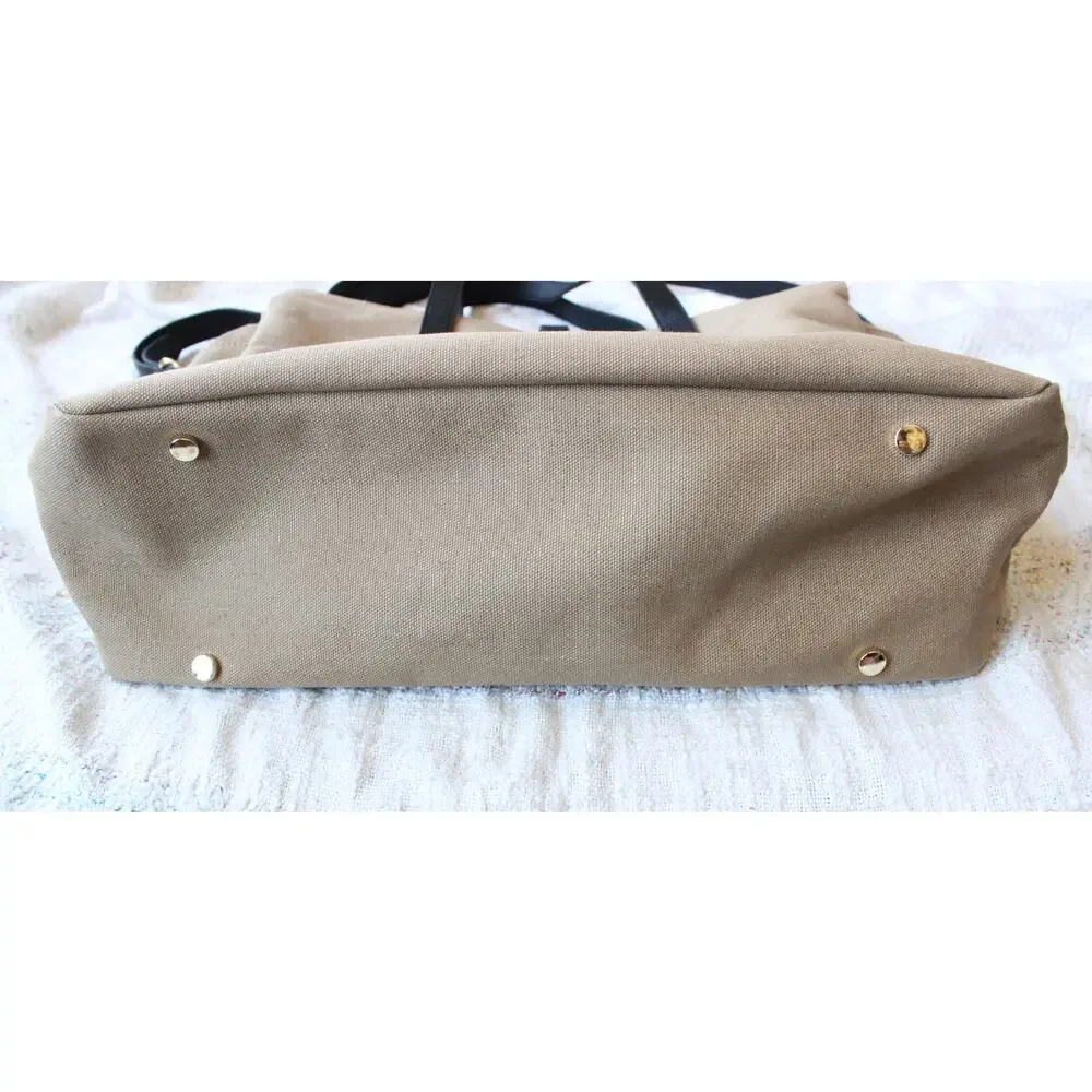 Cuyana Brown Canvas Triple Zipper Weekender Travel Bag